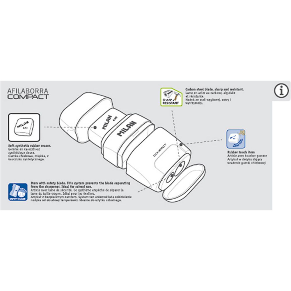 Milan Compact Touch 2 Hole Sharpener and Eraser